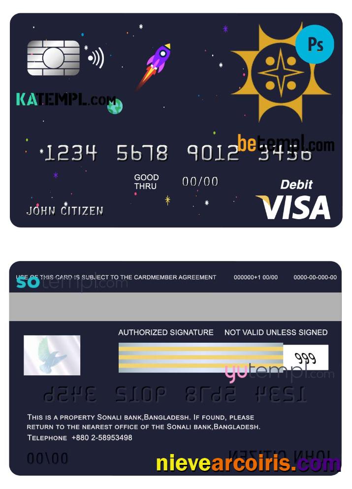 Bangladesh Sonali Bank visa card debit card